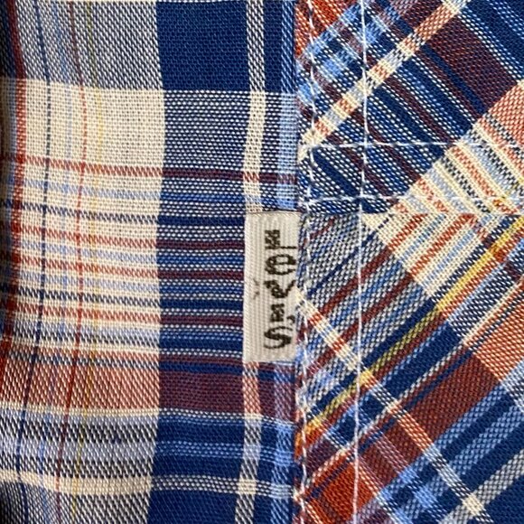 Vintage 80s Levi's Shirt Men's Medium Plaid Check Button Up Down Front Made USA - Picture 4 of 14